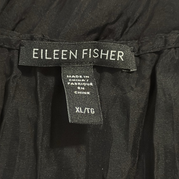 Eileen Fisher Crushed Silk Tiered Dress Black Sleeveless Midi Lagenlook-XL - Picture 8 of 9